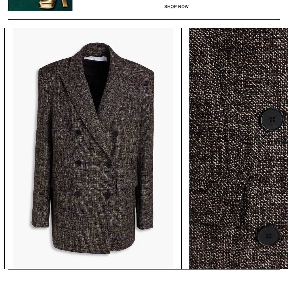 IRO double breasted 100% wool tweed pattern blazer 34 oversized - Picture 2 of 6